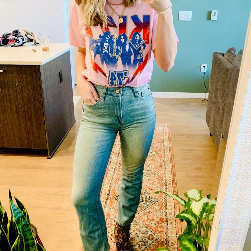 KISS oversized Graphic Tee Raw Hem